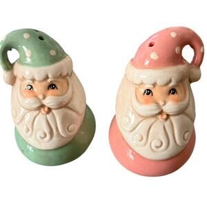 JOHANNA PARKER Santa Claus Christmas Festive Holiday Stoneware Salt Pepper Set